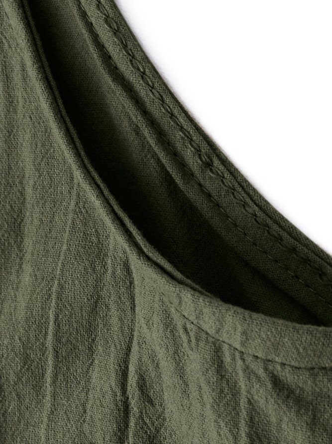 zolucky Pockets Linen Casual Loose Solid Plus Size Jumpsuits zolucky